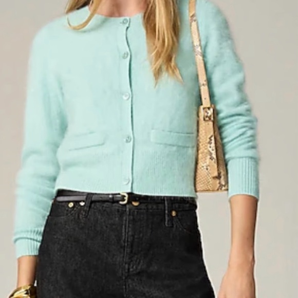 J. Crew Women's Mint Green Brushed Cashmere Cardigan - Picture 3 of 4